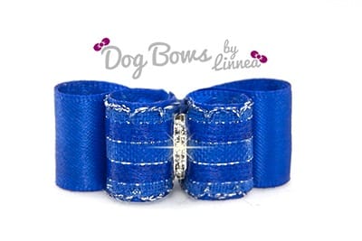 Electric Blue Satin With Organza Stripe