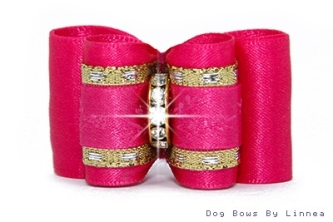 Shocking Pink Gold Edge Jacquard Rose