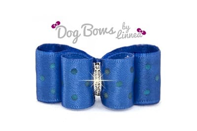Blue Satin with Metallic Dots