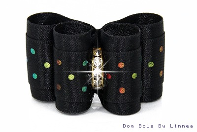 Black Satin w/ Metallic Dots