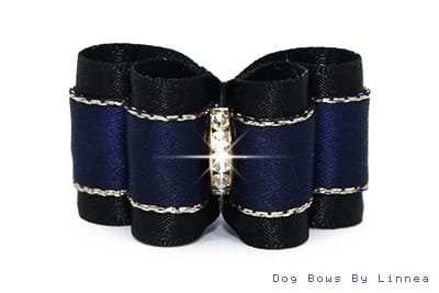 Precious Satin - Navy w/ Silver