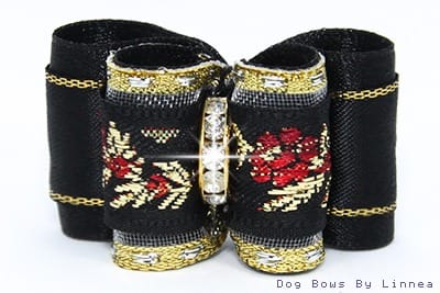 Gold Metallic Floral Jacquard Red