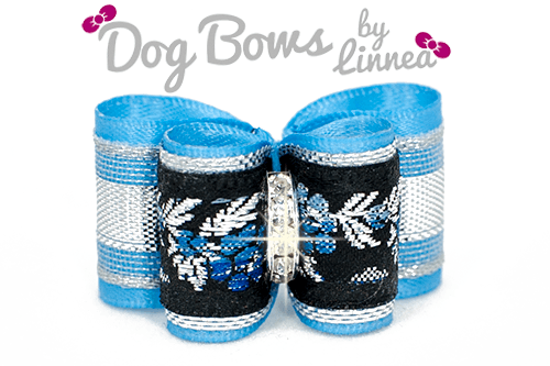 Blue Floral Silver Jacquard