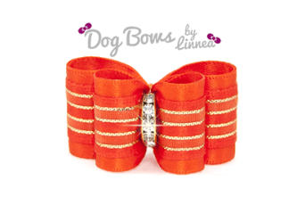 Orange Satin Sheer Gold Stripe