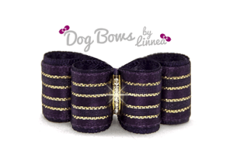 Plum Satin Sheer Gold Stripe