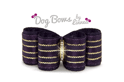 Plum Satin Sheer Gold Stripe