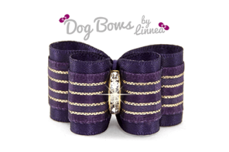 Plum Satin Sheer Gold Stripe