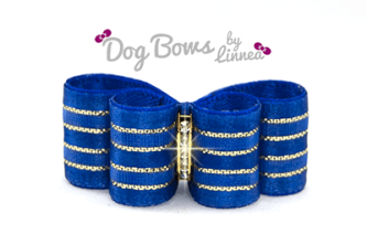 Royal Blue Satin Sheer Gold Stripe