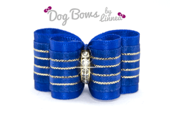 Royal Blue Satin Sheer Gold Stripe