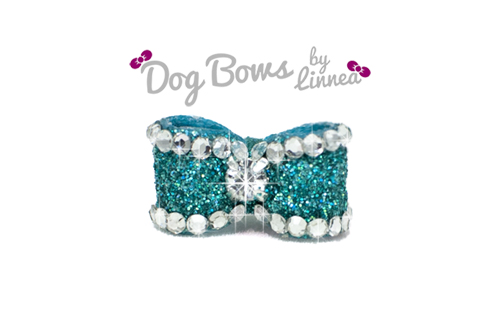 Mini Puppy ~ Teal Holographic Glitter w/ Crystals