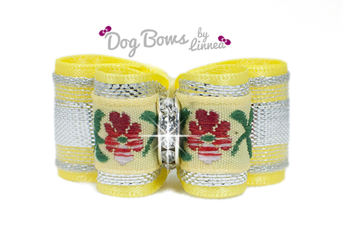 Lemon Satin Silver Flower Jacquard