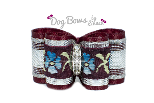 Wine Satin Silver Flower Jacquard