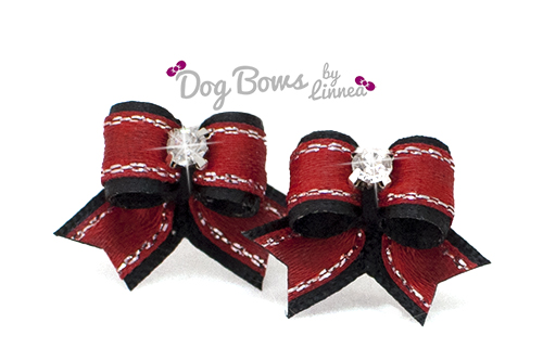 Black Satin w/ Red Silver Edge Maltese Pair