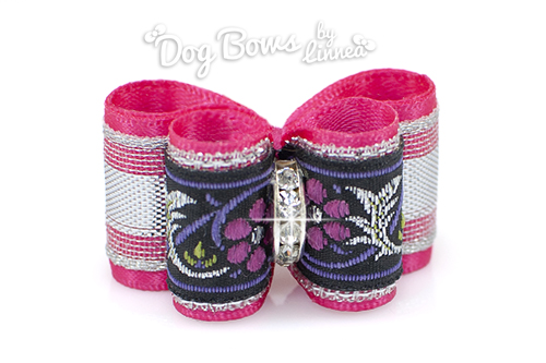 Shocking Pink Silver Floral Pattern