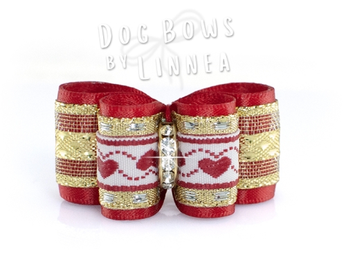 Red Jacquard Heart with Gold