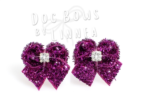 Butterfly Maltese Pair Dark Pink Glitter