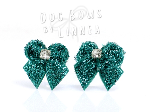 Butterfly Maltese Pair Teal Glitter